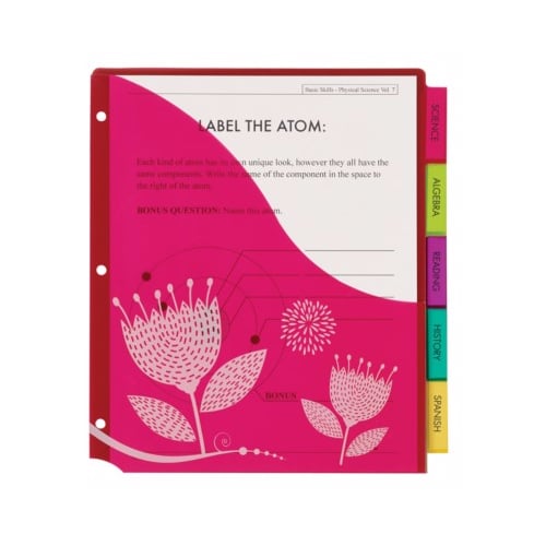 Avery Big Tab Insertable Pocket Multicolor 5-Tab Plastic Dividers (Floral Design) - 1 Set