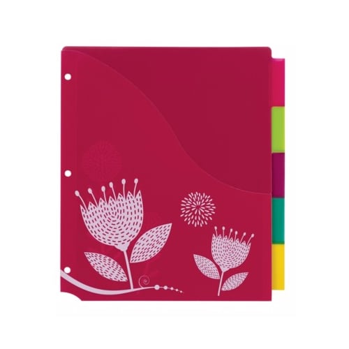 Avery Big Tab Insertable Pocket Multicolor 5-Tab Plastic Dividers (Floral Design) - 1 Set
