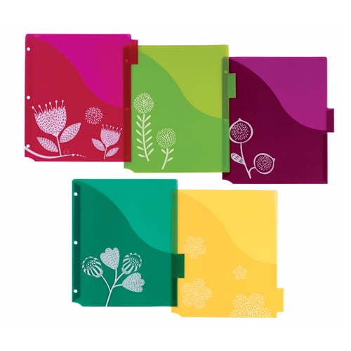 Avery Big Tab Insertable Pocket Multicolor 5-Tab Plastic Dividers (Floral Design) - 1 Set