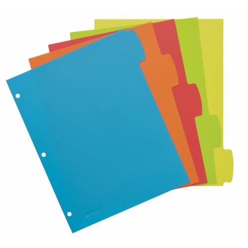 Avery Big Tab Write & Erase Multicolor 5-Tab Plastic Dividers 1 set - 16129 - Clearance Sale