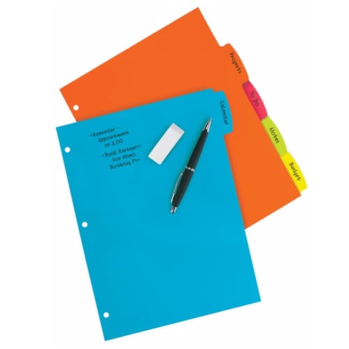 Avery Big Tab Write & Erase Multicolor 5-Tab Plastic Dividers 1 set - 16129 - Clearance Sale