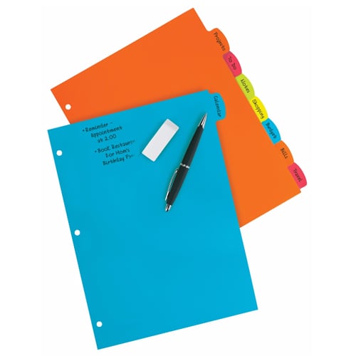 Avery Big Tab Write & Erase Multicolor 8-Tab Plastic Dividers 1 set - 16130 - Clearance Sale