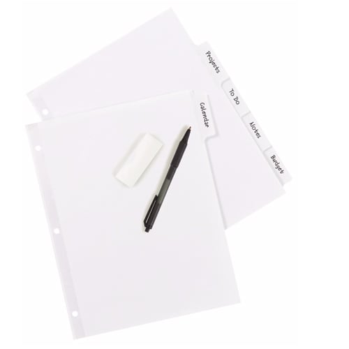 Avery Big Tab Write & Erase White 5-Tab Paper Dividers - 1 Set