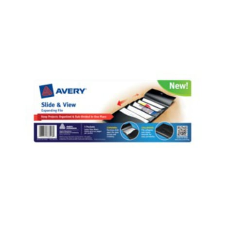Avery Black Letter Size Slide & View 5-Pocket Poly Expanding File 1pk - 73517