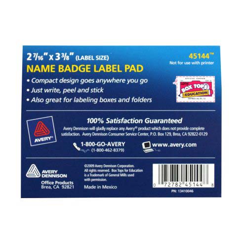 Avery Blue Border Name Badge Label Pad 40 sheets - 45144