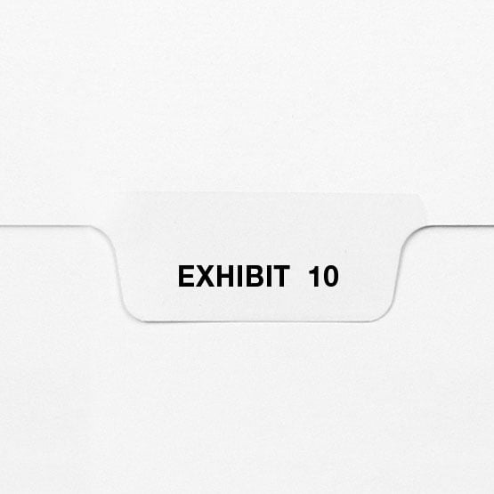 EXHIBIT 10 - Avery Style Letter Size Bottom Tab Legal Indexes - 25pk
