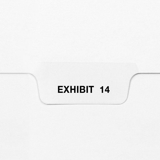 EXHIBIT 14 - Avery Style Letter Size Bottom Tab Legal Indexes - 25/Pk