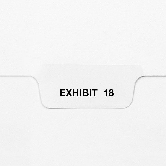 EXHIBIT 18 - Avery Style Letter Size Bottom Tab Legal Indexes - 25/Pk
