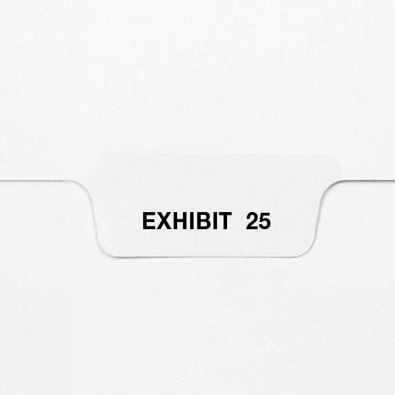 EXHIBIT 25 - Avery Style Letter Size Bottom Tab Legal Indexes - 25/Pk