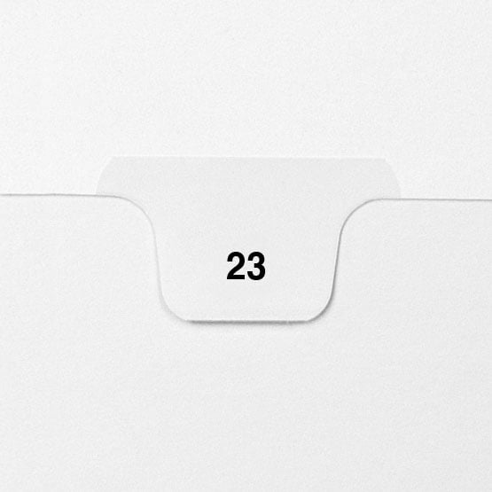 23 - Avery Style Single Number Letter Size Bottom Tab Legal Indexes - 25pk - Clearance Sale