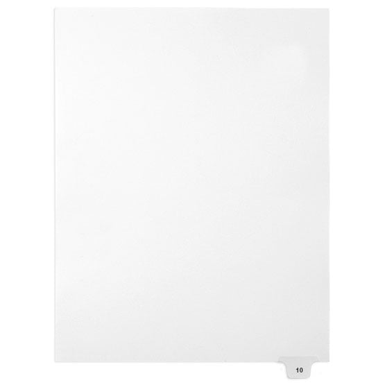 10 - Avery Style Single Number Letter Size Bottom Tab Legal Indexes - 1 Set