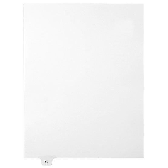 12 - Avery Style Single Number Letter Size Bottom Tab Legal Indexes - 1 Set