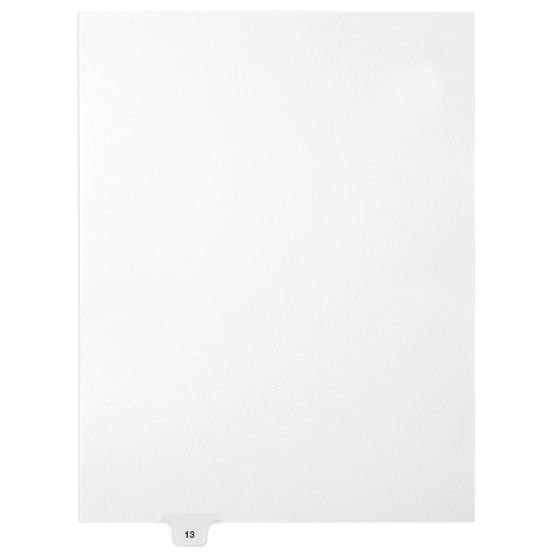 13 - Avery Style Single Number Letter Size Bottom Tab Legal Indexes - 1 Set