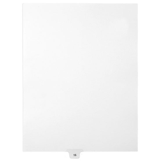 15 - Avery Style Single Number Letter Size Bottom Tab Legal Indexes - 1 Set