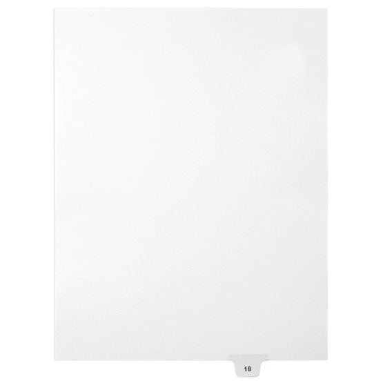 18 - Avery Style Single Number Letter Size Bottom Tab Legal Indexes - 1 Set