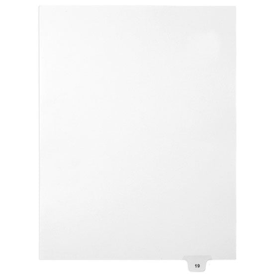 19 - Avery Style Single Number Letter Size Bottom Tab Legal Indexes - 1 Set