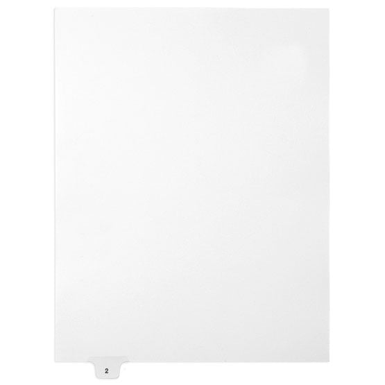 2 - Avery Style Single Number Letter Size Bottom Tab Legal Indexes - 1 Set