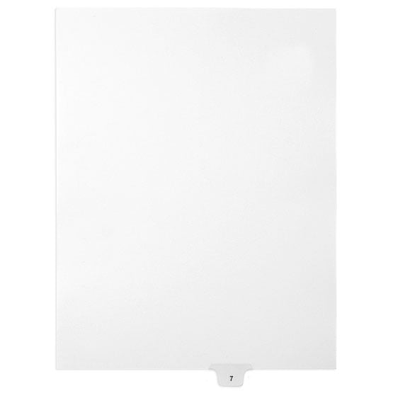 7 - Avery Style Single Number Letter Size Bottom Tab Legal Indexes - 1 Set