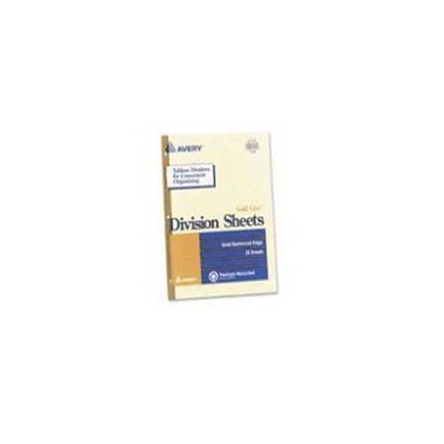 Avery Buff Untabbed Sheet Dividers 25pk - 11542