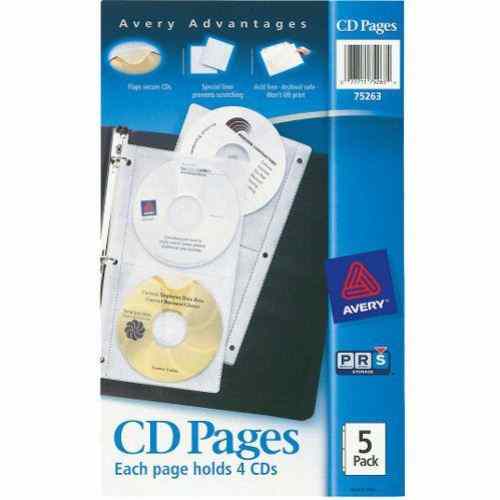 Avery CD Pages - Holds 4 CDs per Page 5pk - 75263
