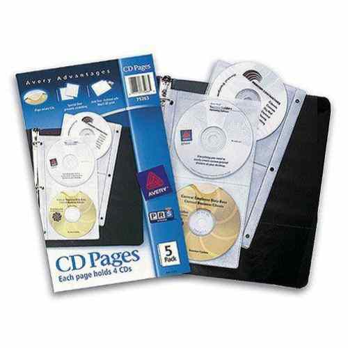 Avery CD Pages - Holds 4 CDs per Page 5pk - 75263