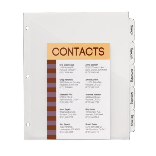 Avery Clear 5-Tab Index Maker Plastic Clear Label Dividers 1 set - 23120