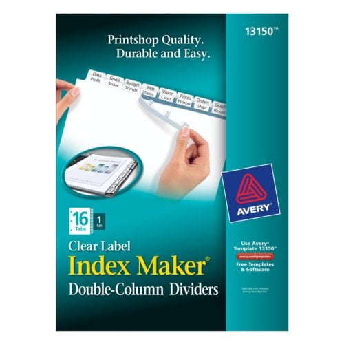 Avery Clear Label Index Maker Double Column White 16-Tab Dividers 1 set - 13150