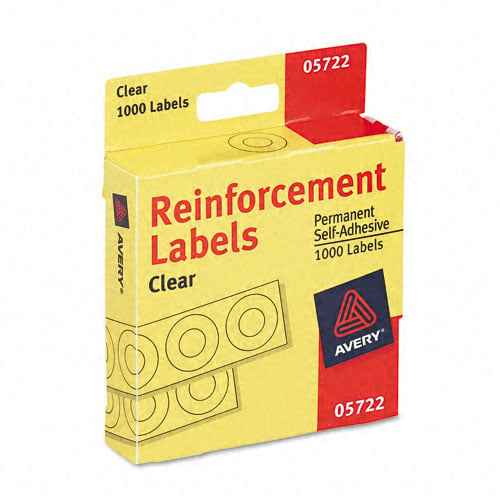 Avery Clear Self-Adhesive Hole Reinforcements 1000pk - 05722 - Clearance Sale