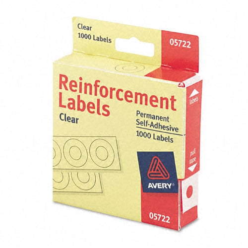 Avery Clear Self-Adhesive Hole Reinforcements 1000pk - 05722 - Clearance Sale