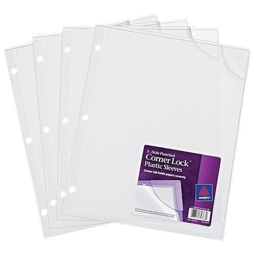 Avery Corner Lock 3-Hole Punched 8.5" x 11" Clear Plastic Sleeves 4pk - 72269