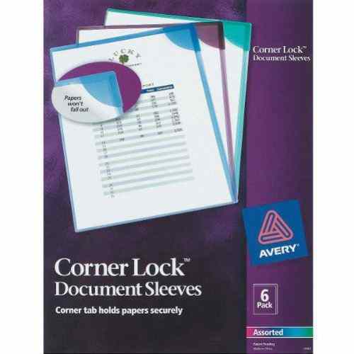 Avery Corner Lock Document Sleeve Assorted 6pk - 72262