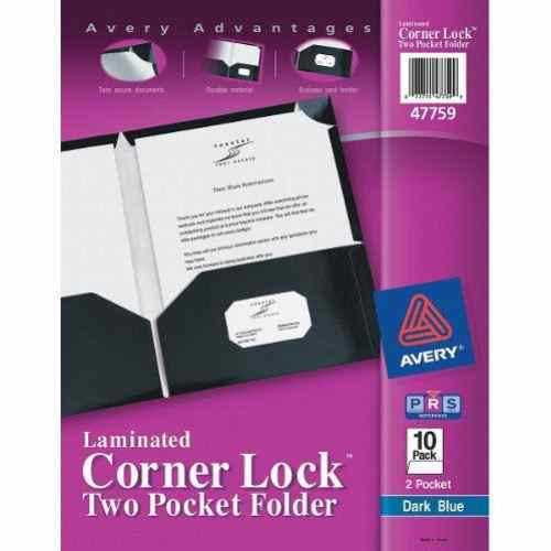 Avery Corner Lock Two Pocket Folder Blue (10pk) - 47759