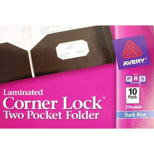 Avery Corner Lock Two Pocket Folder Blue (10pk) - 47759