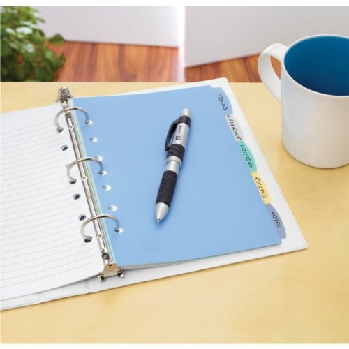 Avery Durable Plastic Write-On Multicolor 5-Tab 5.5" x 8.5" Dividers w/ Pockets 1 set - 16180 - Clearance Sale