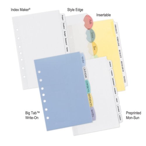 Avery Durable Plastic Write-On Multicolor 5-Tab 5.5" x 8.5" Dividers w/ Pockets 1 set - 16180 - Clearance Sale