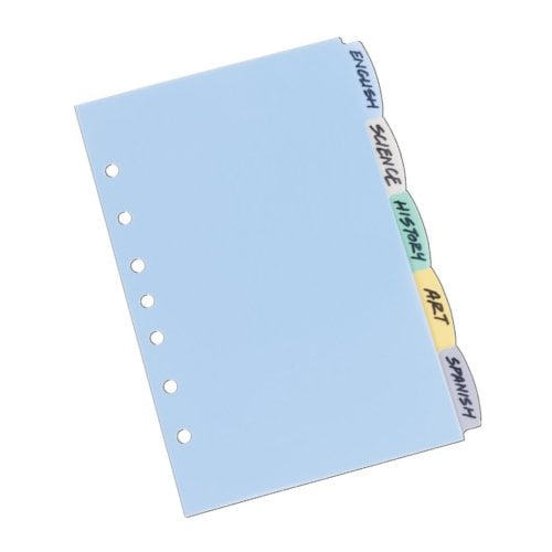 Avery Durable Plastic Write-On Multicolor 5-Tab 5.5" x 8.5" Dividers w/ Pockets 1 set - 16180 - Clearance Sale
