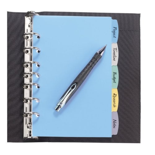 Avery Durable Plastic Write-On Multicolor 5-Tab 5.5" x 8.5" Dividers w/ Pockets 1 set - 16180 - Clearance Sale
