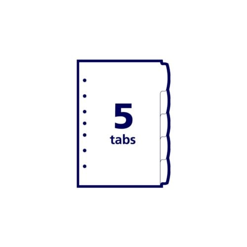 Avery Durable Plastic Write-On Multicolor 5-Tab 5.5" x 8.5" Dividers w/ Pockets 1 set - 16180 - Clearance Sale