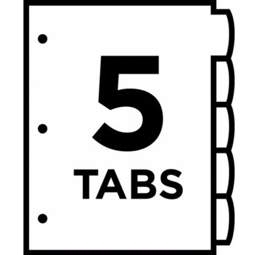 Avery Durable Plastic Write-On Multicolor 5-Tab 8.5" x 11" Dividers w/ Pockets 1 set - 16370