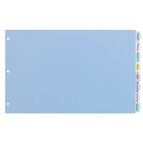 Avery Durable Plastic Write-On Multicolor 8-Tab 11" x 17" Dividers w/ Pockets 1 set - 16132