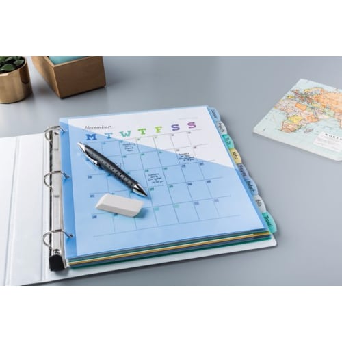 Avery Durable Plastic Write-On Multicolor 8-Tab 9-1/4" x 11-1/8" Dividers w/ Pockets 1 set - 16177