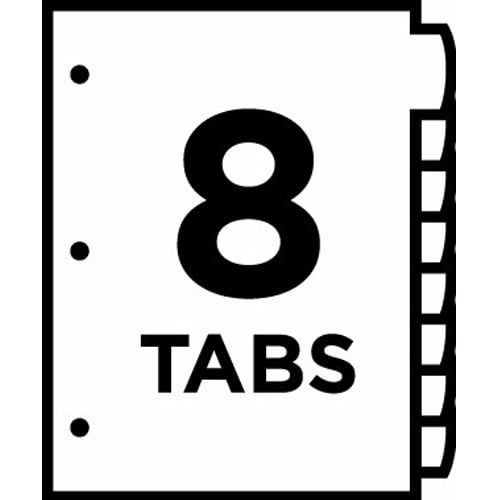 Avery Durable Plastic Write-On Multicolor 8-Tab 9-1/4" x 11-1/8" Dividers w/ Pockets 1 set - 16177