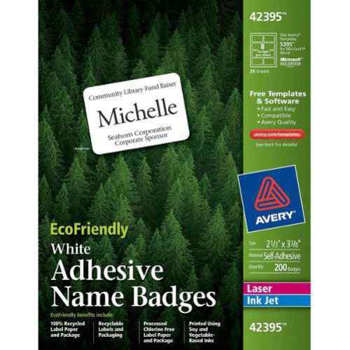 Avery EcoFriendly Name Badges 2-1/3" x 3-3/8" 160pk - 42395