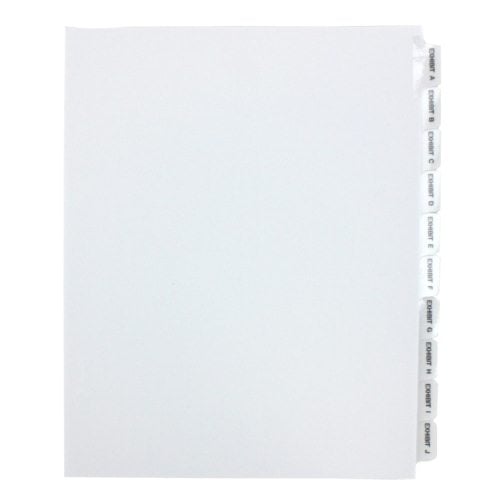 Avery Exhibit A-Z White Legal 11" x 8.5" Avery Style Collated Dividers - 1370