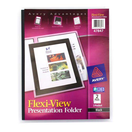 Avery Flexi-View Two-Pocket Folder Black 2pk - 47847 - Discontinued