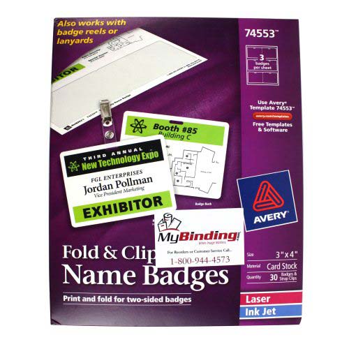 Avery Fold & Clip Name Badge Horizontal 3" x 4" (30pk) - 74553