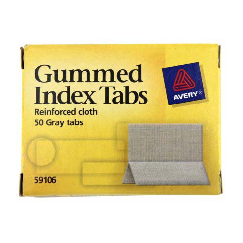 Avery Gray 1" x 13/16" Gummed Index Tabs 50pk - 59106