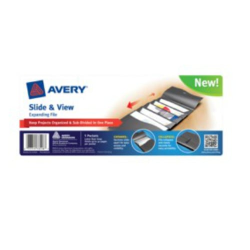 Avery Gray Letter Size Slide & View 5-Pocket Poly Expanding File - 1pk