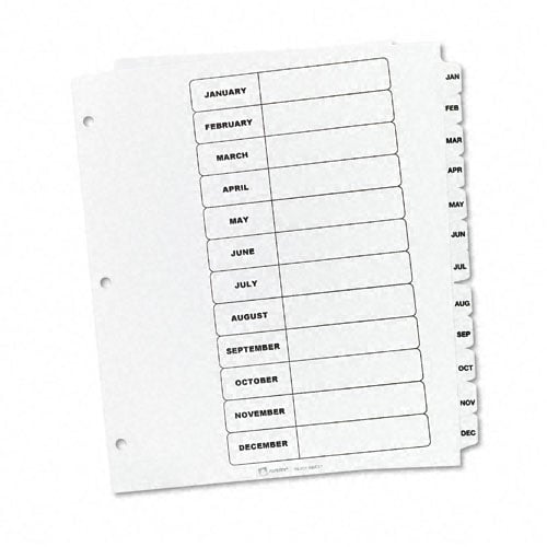 Avery Jan-Dec 11" x 8.5" Classic Black and White Dividers - 11126