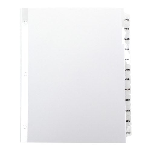 Avery Jan-Dec 11" x 8.5" Classic Black and White Dividers - 11126